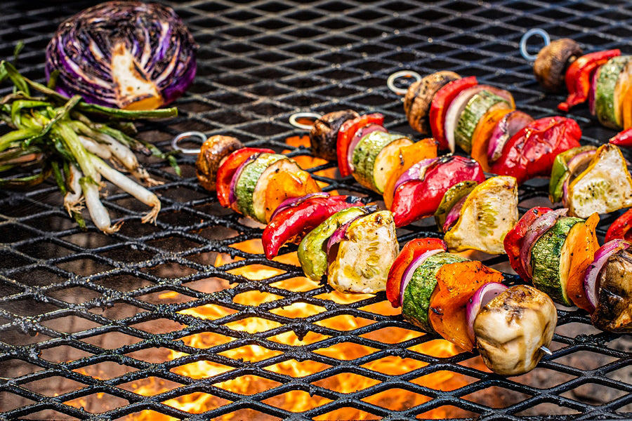 grilled vegetable kabobs on the girll.