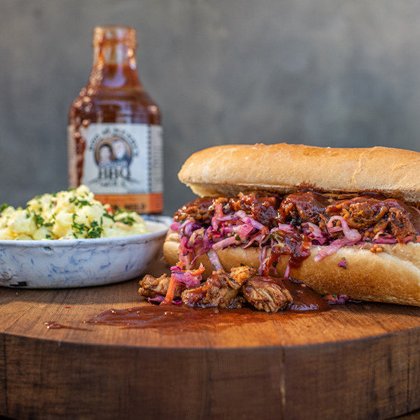 Boo and Henry's Loaded BBQ Chicken Sandwich with Smokin' Mild BBQ Sauce