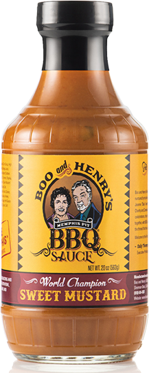 Boo and Henry's World Champion Sweet Mustard BBQ Sauce bottle