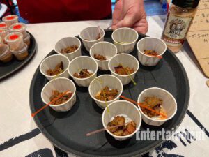 Boo and Henrys BBQ Launches at Fiery Foods Show with hot hot bites of pulled pork and savory, tangy, spicy and smoky dry rub.