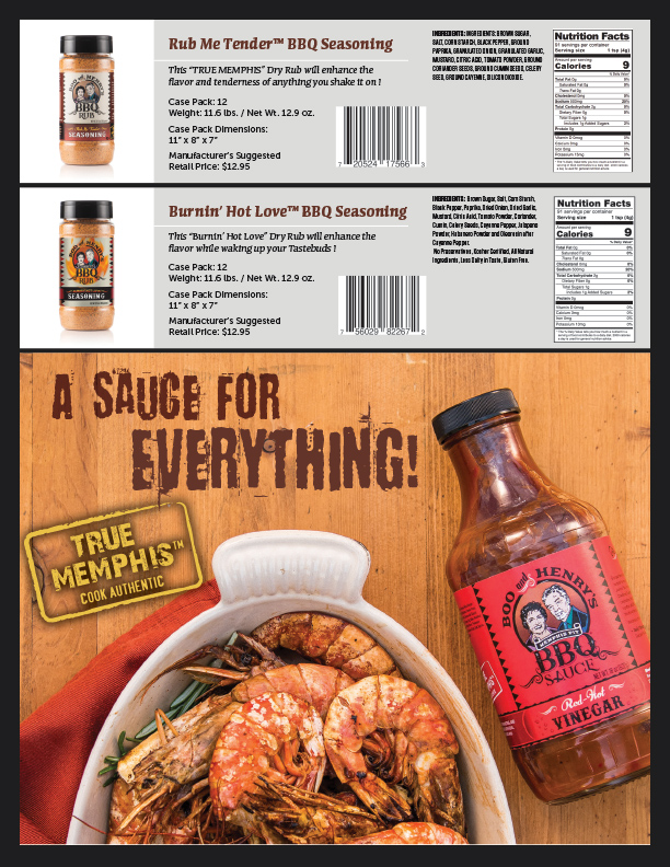 Boo and Henry's BBq 7-Product SELL SHEET NEW PRICES Feb. 2023 The Rubs