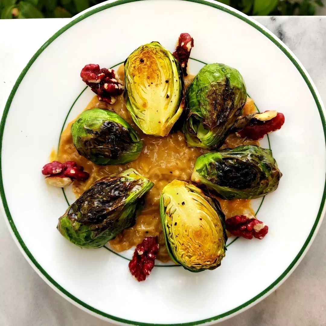 Roasted Brussel Sprouts with Mustard Sauce by foodfaye