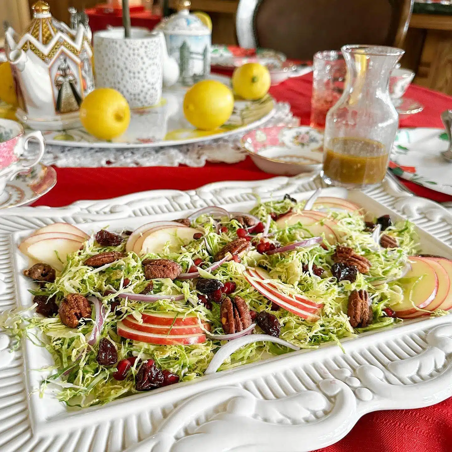 Shaved Brussels Sprout Salad with Sweet Mustard Dressing and BBQ Spiced Pecans by shepaused4thought