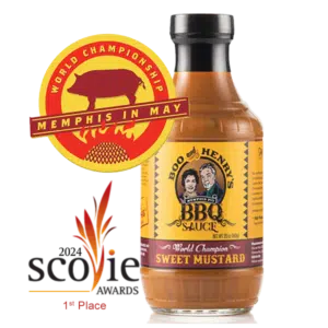 Award-winning Boo and Henry's BBQ World Champion Sweet Mustard Memphis In May World Champion and 2024 Scovie Awards 1st Place Winner